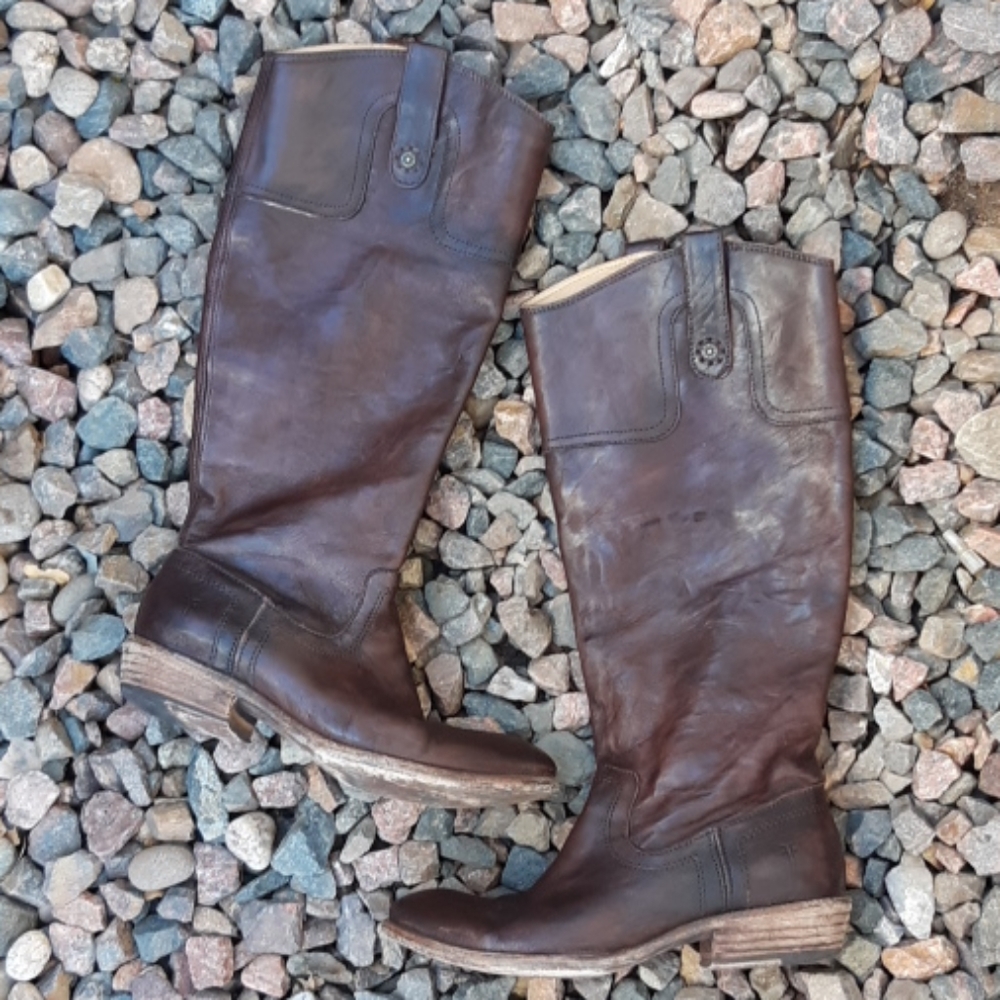 Frye melissa button tall brown leather boots sz 7 - Picture 2 of 8